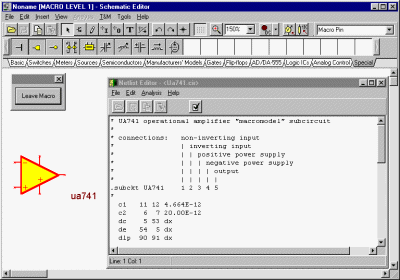 Spice model in a graphic component of TINA