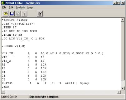 Edit and analyze Spice format netlists via TINA’s Netlist editor.